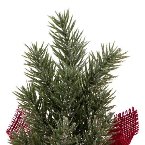 Northlight 2.5 Feet Tall And Smaller>8.5" Mini Pine Christmas Tree In Red Burlap Pot - Unlit