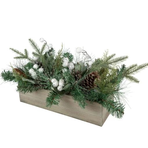 Floral*Northlight 20" Mixed Pine With Pine Cones And Berries Christmas Floral Arrangement