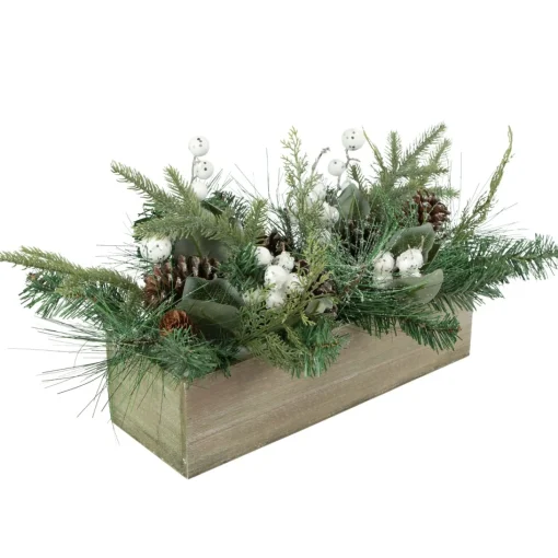 Floral*Northlight 20" Mixed Pine With Pine Cones And Berries Christmas Floral Arrangement