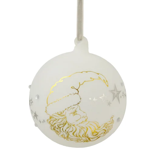 Northlight Santa Claus>4.5" Moon Santa 'Dreams Come True' Frosted Glass Christmas Ornament