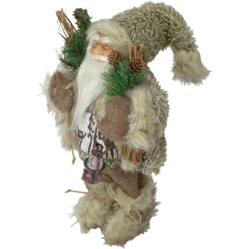 Santa Figures*Northlight 12" Mountain Santa Dressed In Plush Brown Coat And Fur Boots Christmas Figure