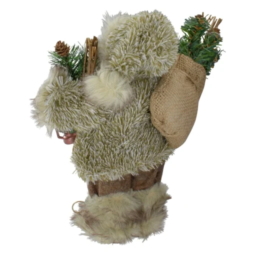 Santa Figures*Northlight 12" Mountain Santa Dressed In Plush Brown Coat And Fur Boots Christmas Figure