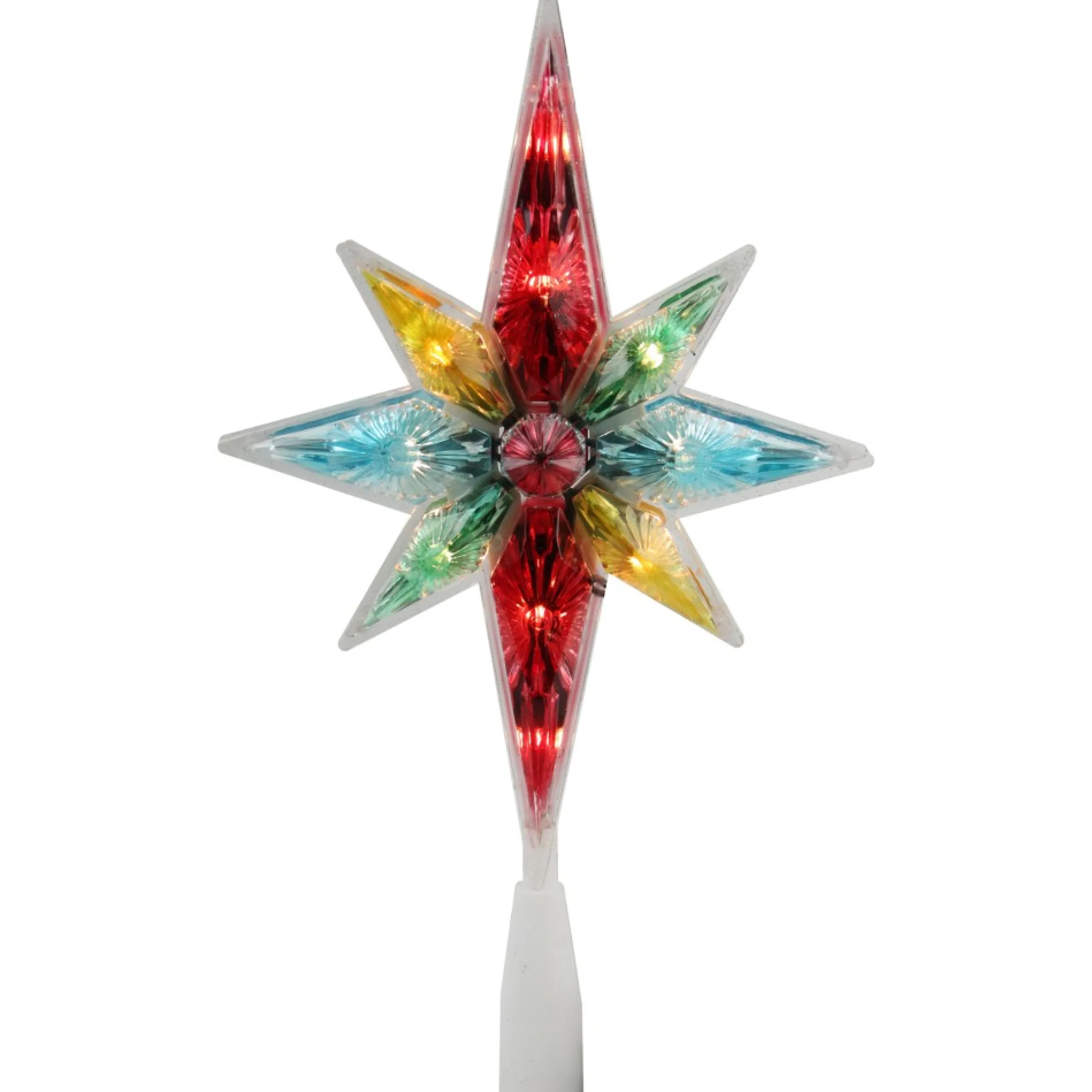 Star Tree Toppers*Northlight 10.75" Multi Colored Faceted Star Of Bethlehem Christmas Tree Topper- Clear Lights