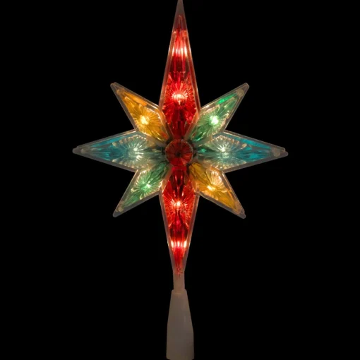 Star Tree Toppers*Northlight 10.75" Multi Colored Faceted Star Of Bethlehem Christmas Tree Topper- Clear Lights
