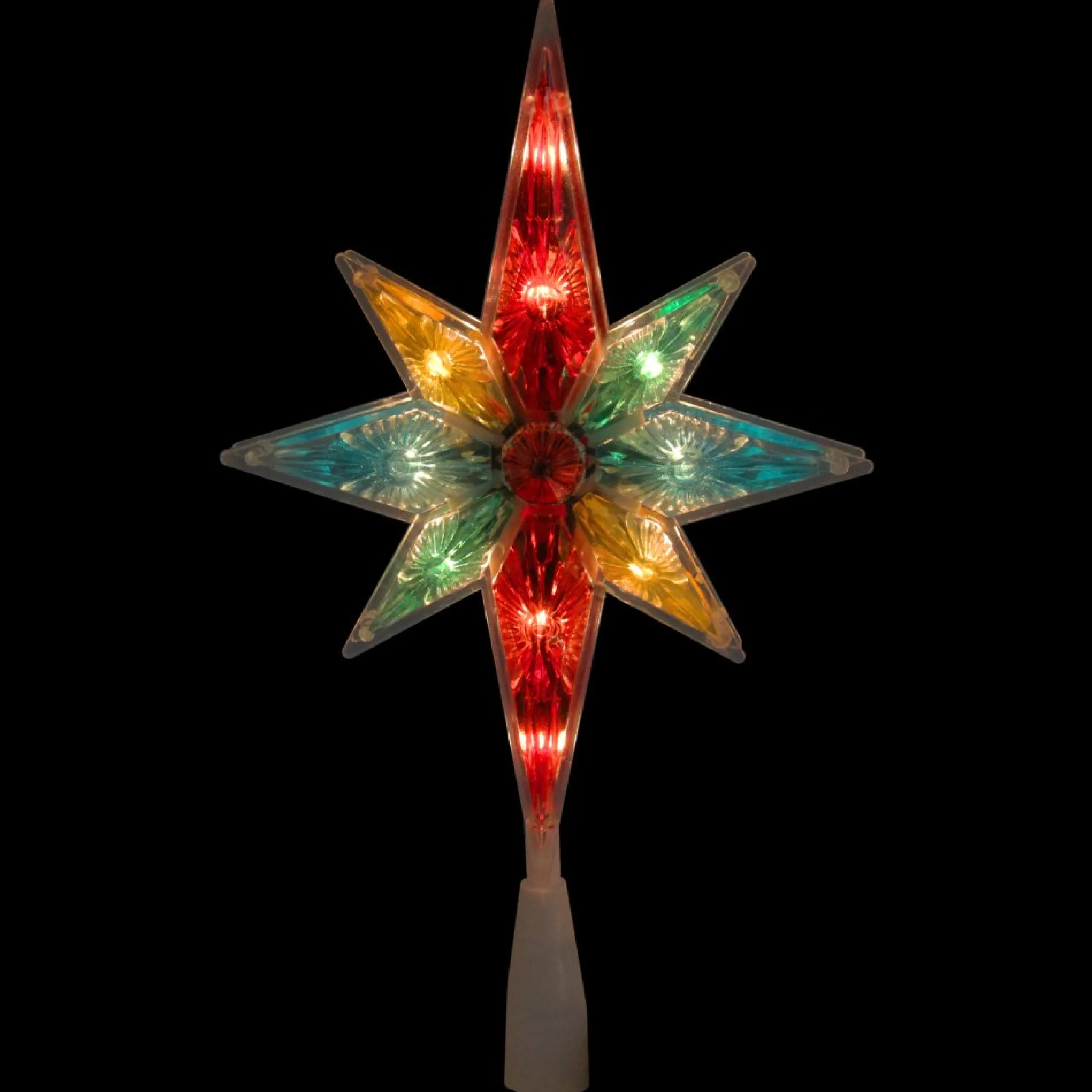 Star Tree Toppers*Northlight 10.75" Multi Colored Faceted Star Of Bethlehem Christmas Tree Topper- Clear Lights