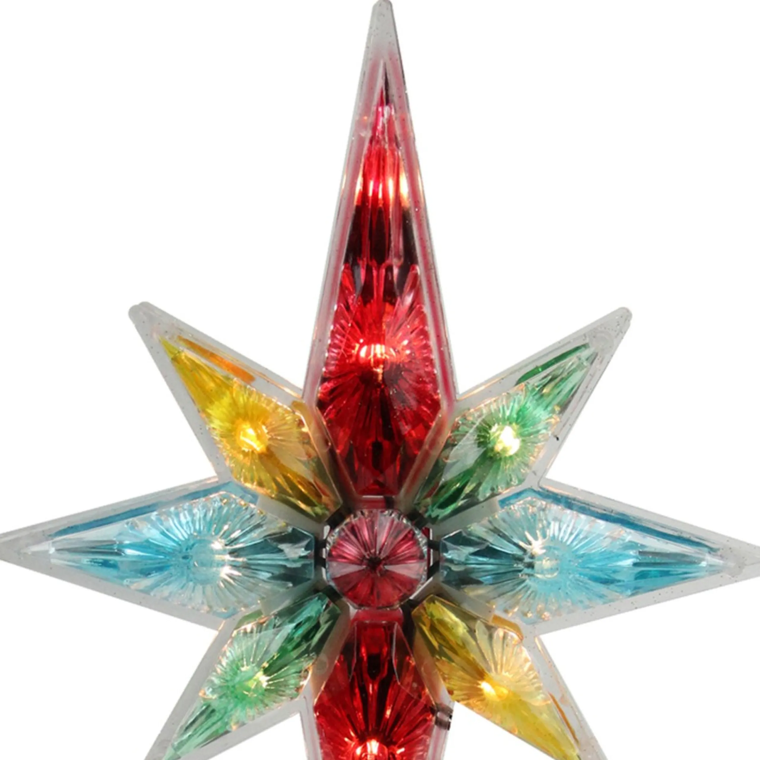 Star Tree Toppers*Northlight 10.75" Multi Colored Faceted Star Of Bethlehem Christmas Tree Topper- Clear Lights