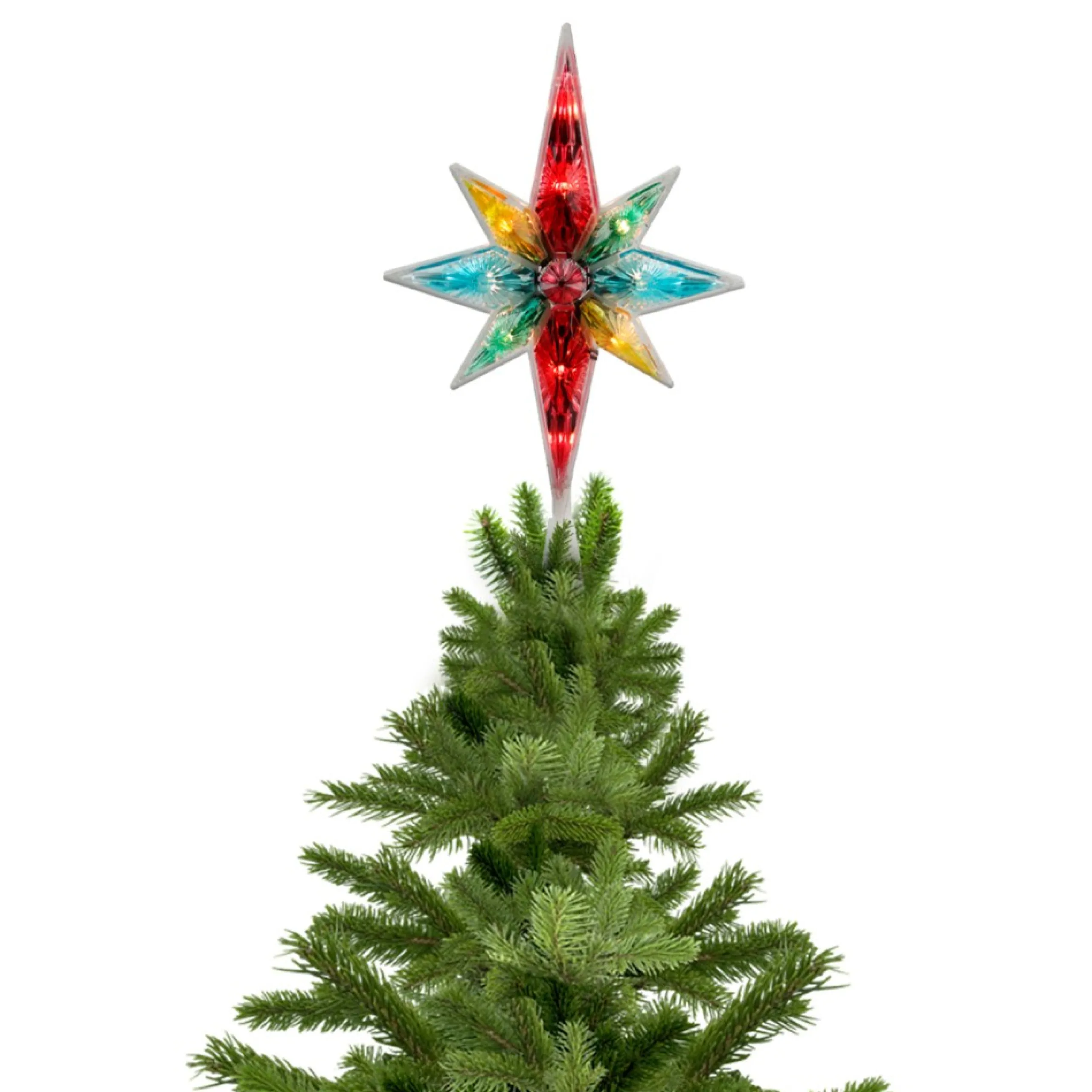 Star Tree Toppers*Northlight 10.75" Multi Colored Faceted Star Of Bethlehem Christmas Tree Topper- Clear Lights