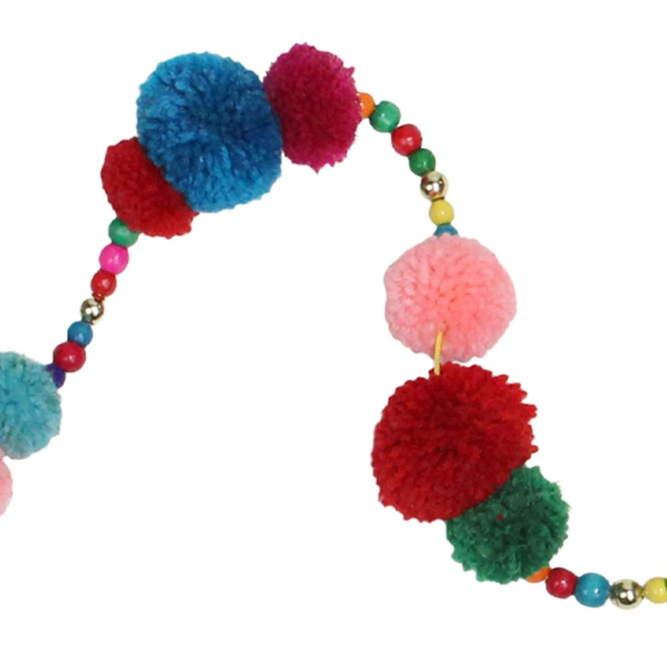 Beaded Garland*Northlight 4.5' Multi-Color Bohemian Christmas Pom Pom Beaded Garland
