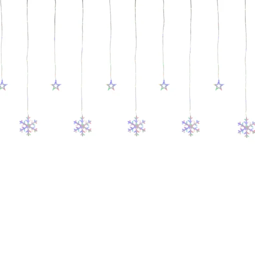 Northlight 250 Multi-Color Led Star And Snowflake Window Curtain Christmas Lights - 16Ft Clear Wire
