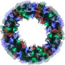 Pre-Lit Wreaths*Northlight 24" Multi-Function Coloring Changing Fiber Optic Artificial Pine Christmas Wreath