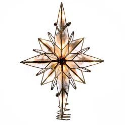 Star Tree Toppers*Kurt Adler 10" Multi-Point Star Of Bethlehem Glass Gem Christmas Tree Topper, Clear Lights