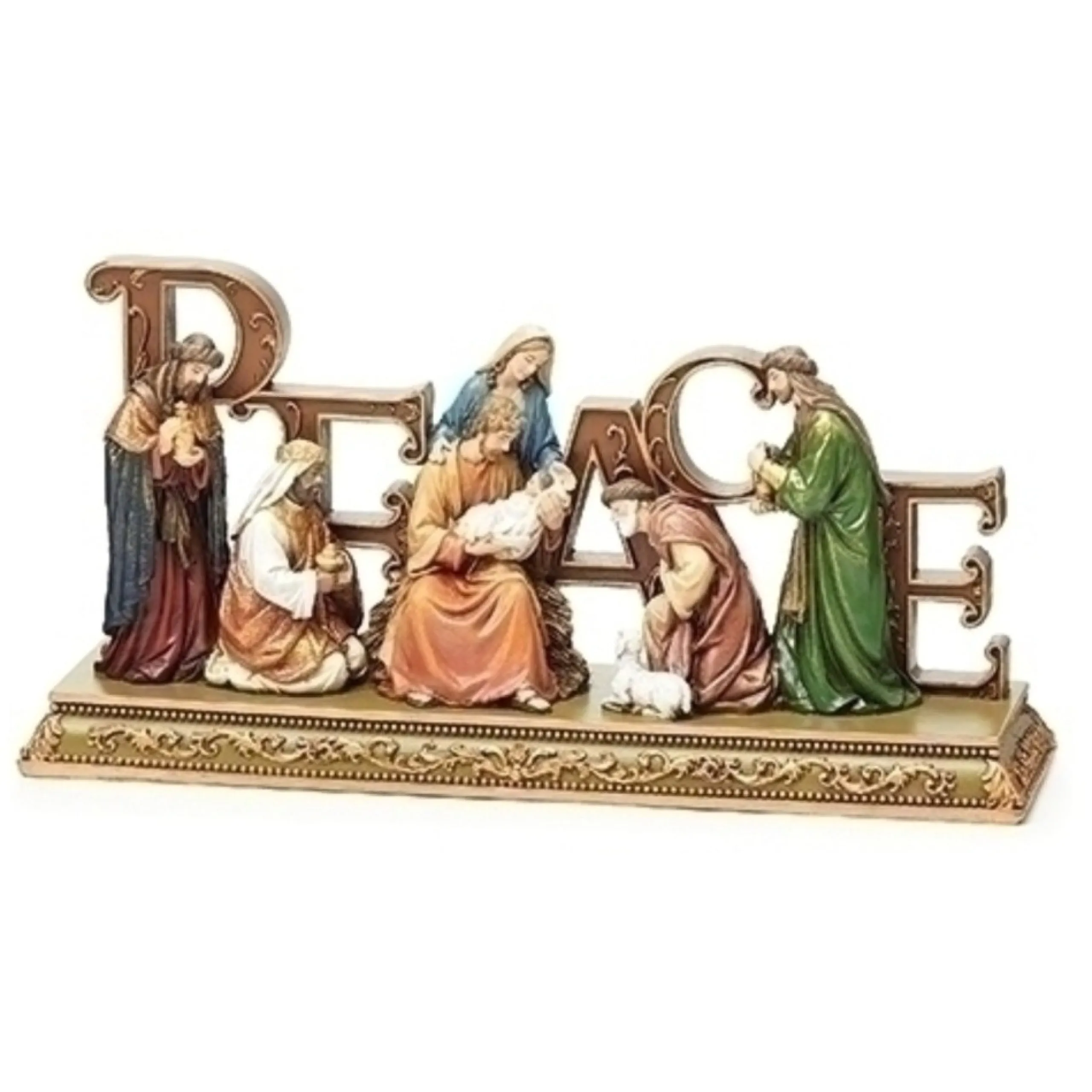 Nativities*Roman 12" Nativity Scene "Peace" Figurine Christmas Tabletop Decor