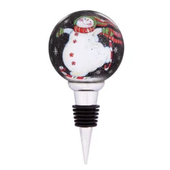 Ne'Qwa 5.75" "Peppermint Skates" Glass Christmas Wine Stopper