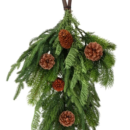 Unlit Teardrops*Contemporary Home Living 27" Norfolk Spruce And Juniper Artificial Christmas Teardrop Swag, Unlit