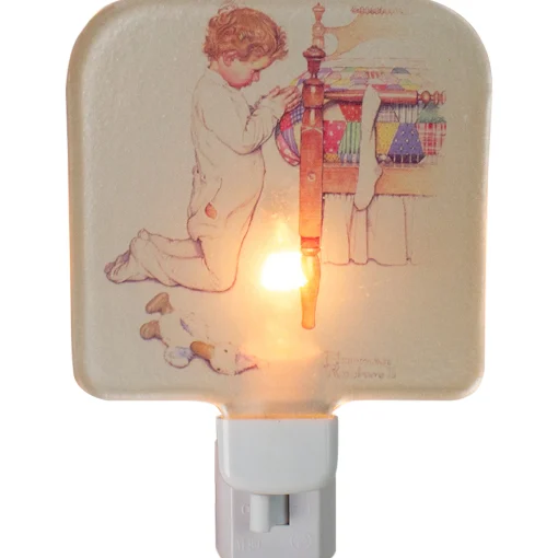 Northlight 6" Norman Rockwell 'A Christmas Prayer' Glass Night Light