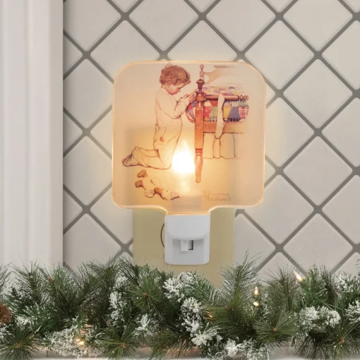 Northlight 6" Norman Rockwell 'A Christmas Prayer' Glass Night Light