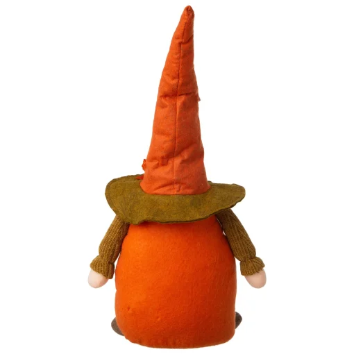 Glitzhome 24" Orange And Brown Gnome Standing Tabletop Autumn Figurine