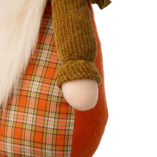 Glitzhome 24" Orange And Brown Gnome Standing Tabletop Autumn Figurine