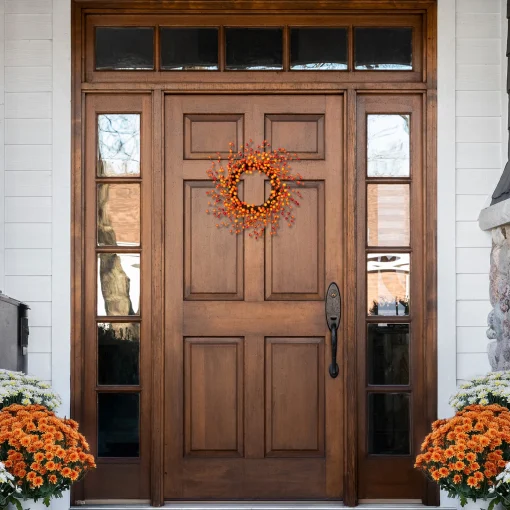 Northlight 14" Orange And Red Berry Artifical Fall Harvest Twig Wreath, 14-Inch, Unlit