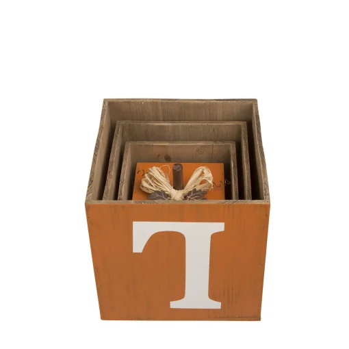 Glitzhome 38" Orange And White 'Fall' Nested Box Outdoor Patio Thanksgiving Decor