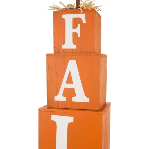 Glitzhome 38" Orange And White 'Fall' Nested Box Outdoor Patio Thanksgiving Decor