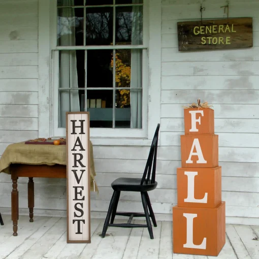 Glitzhome 38" Orange And White 'Fall' Nested Box Outdoor Patio Thanksgiving Decor