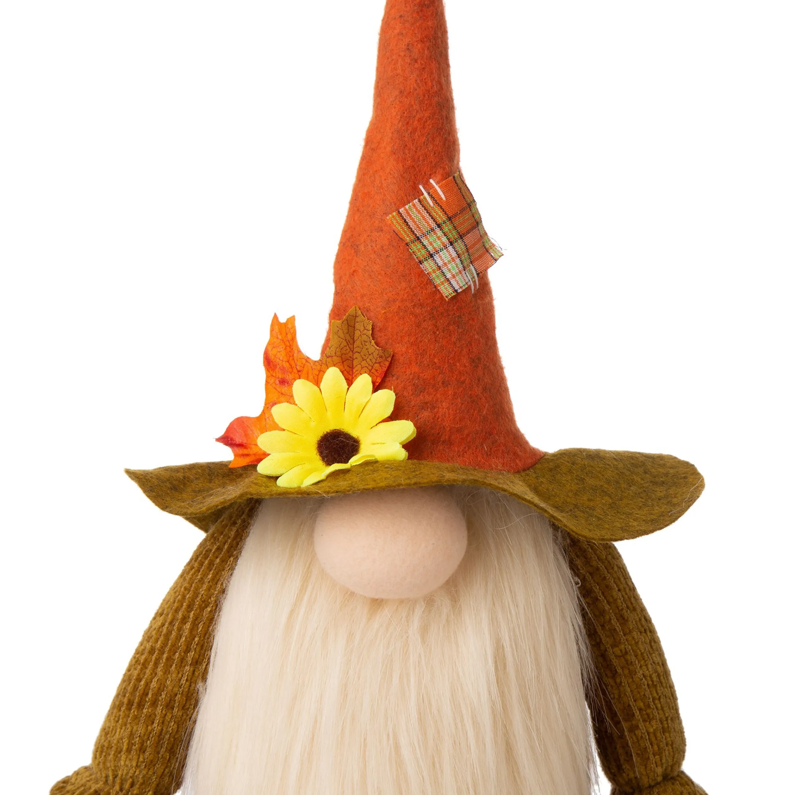 Glitzhome 24" Orange And White Gnome Shelf Sitter Tabletop Autumn Figurine
