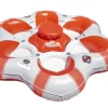 Swim Central 99" Orange And White Super Chill 6 Person Inflatable Island Float