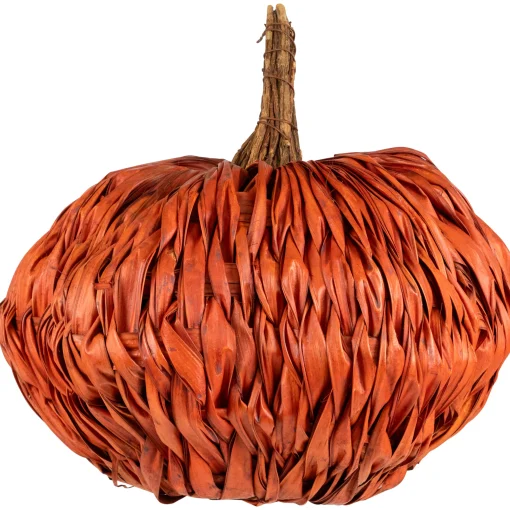 Northlight 8.5" Orange Autumn Harvest Woven Pumpkin Decoration