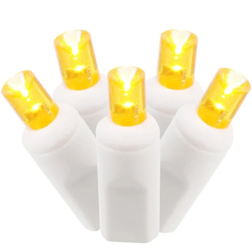 Vickerman 100 Orange Led Wide Angle Commercial Grade Christmas Lights - 48.75 Ft White Wire