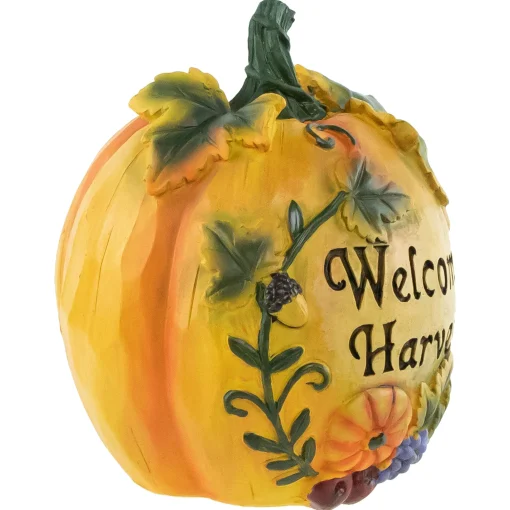 Northlight 7" Orange "Welcome Harvest" Pumpkin Fall Tabletop Decoration