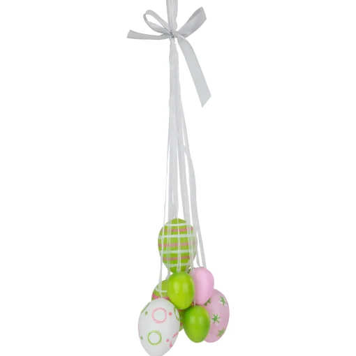 Northlight 11" Pastel Pink, Green And White Spring Easter Egg Cluster Hanging Decoration