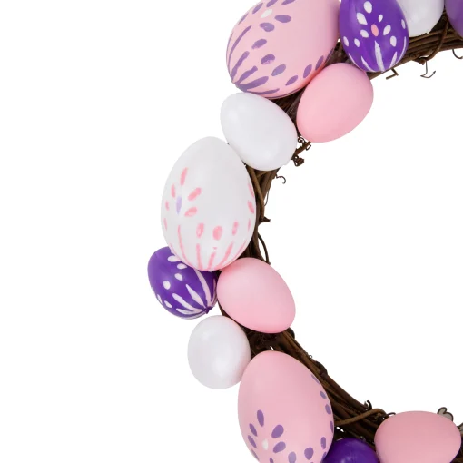 Northlight 10" Pastel Pink, Purple And White Easter Egg Spring Wreath