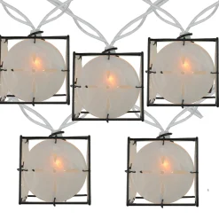 Sienna 10 Pearlized White And Black Lantern Party Patio Christmas Lights - 7.5 Ft White Wire