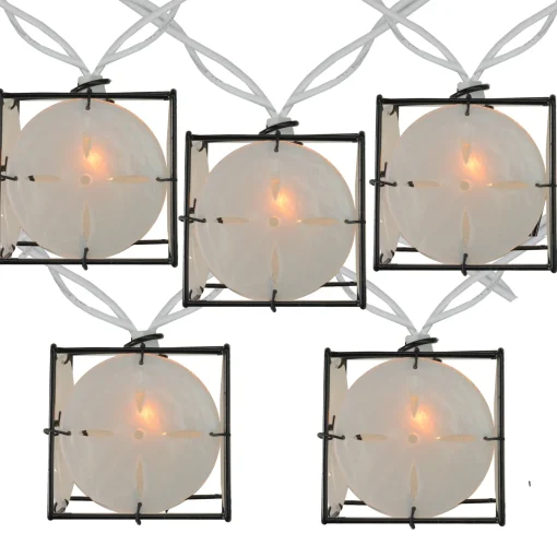 Sienna 10 Pearlized White And Black Lantern Party Patio Christmas Lights - 7.5 Ft White Wire