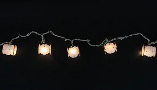 Sienna 10 Pearlized White And Black Lantern Party Patio Christmas Lights - 7.5 Ft White Wire