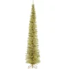 National Tree Company Gold Trees>9' Pencil Champagne Gold Tinsel Artificial Christmas Tree, Unlit