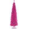 National Tree Company Pink Trees>7' Pencil Pink Tinsel Artificial Christmas Tree, Unlit
