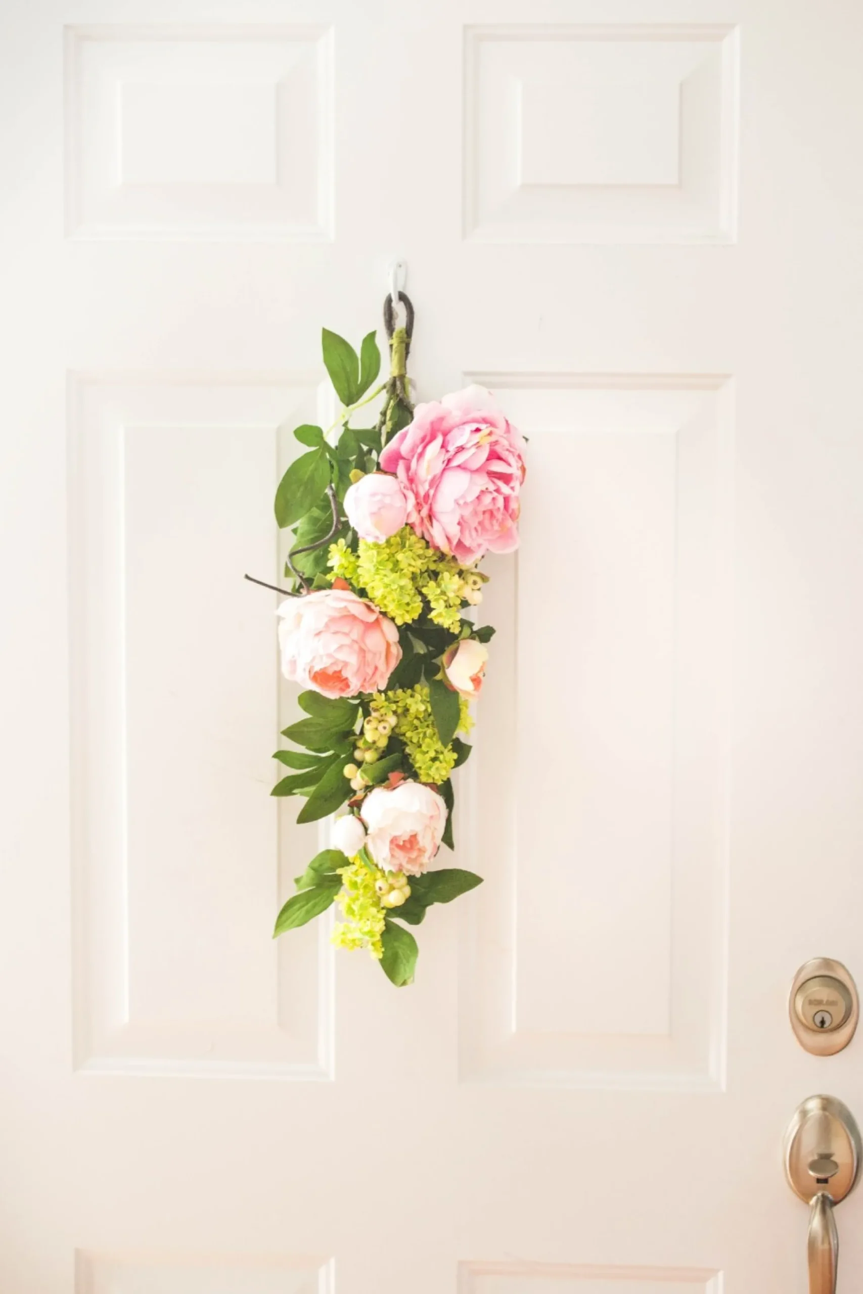 Unlit Swags*Nearly Natural 24" Peony And Hydrangea Artificial Spring Teardrop Swag, Unlit