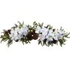 Unlit Swags*Nearly Natural 30" Phalaenopsis Orchid And Pine Artificial Christmas Swag, Unlit