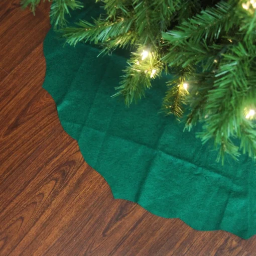 48 Inch And Smaller*Northlight 38" Pine Green Scalloped Edge Round Christmas Tree Skirt