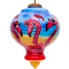 CC Christmas Decor Beach & Tropical>3.75" Pink And Blue Flamingos Hand Painted Mouth Blown Glass Hanging Christmas Ornament