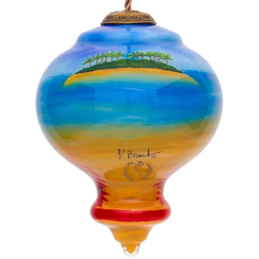 CC Christmas Decor Beach & Tropical>3.75" Pink And Blue Flamingos Hand Painted Mouth Blown Glass Hanging Christmas Ornament