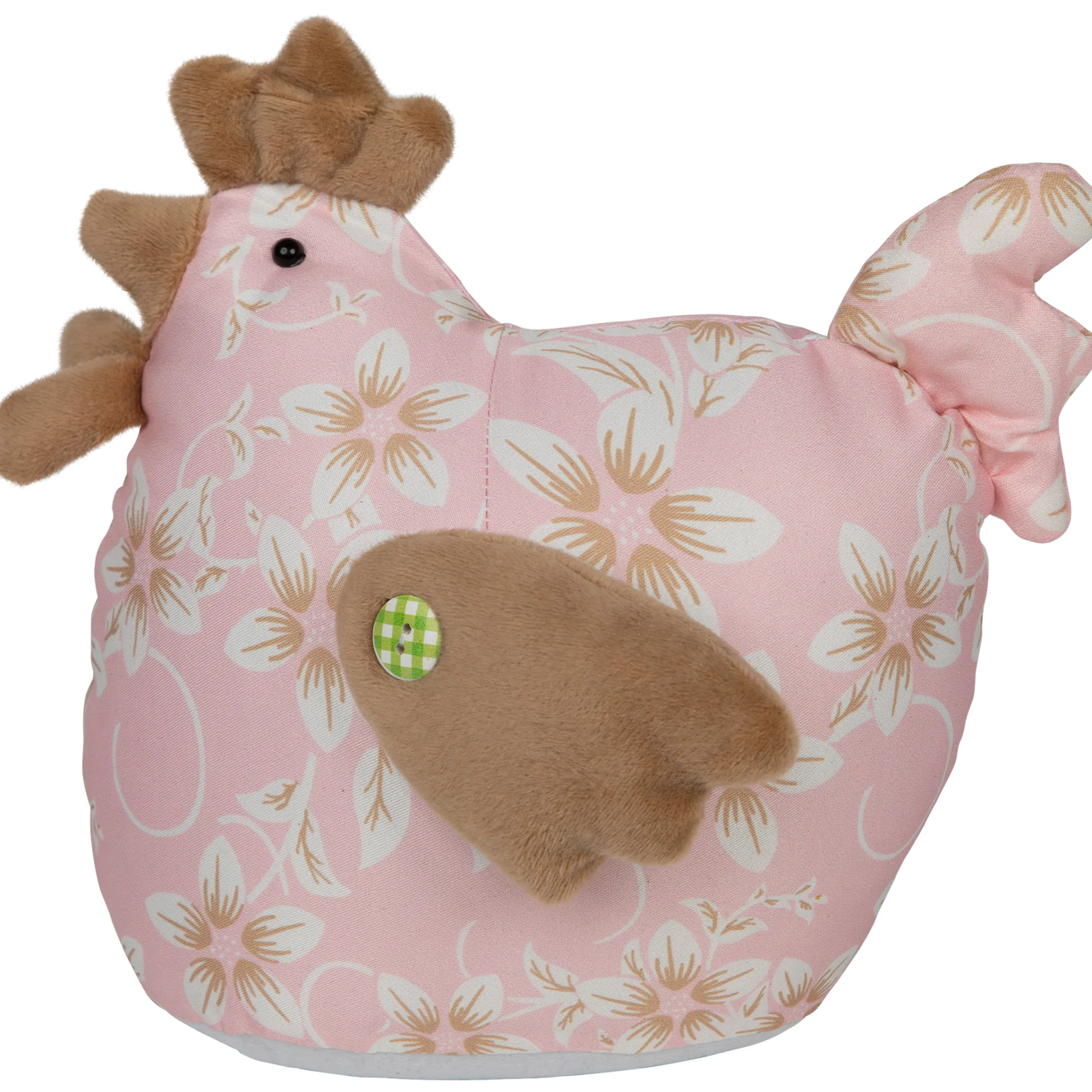 Northlight 8" Pink And Brown Floral Easter Country Hen Spring Figure