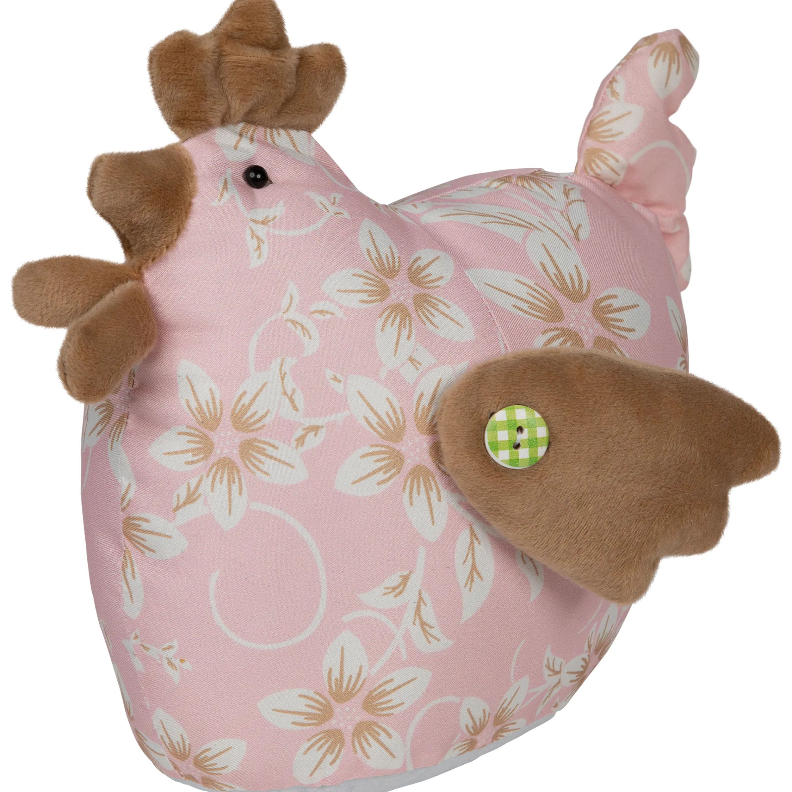 Northlight 8" Pink And Brown Floral Easter Country Hen Spring Figure