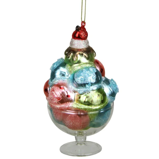 Northlight Food & Beverage>4.5'' Pink And Green Glass Matte Finish Ice Cream Christmas Ornament