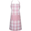 Contemporary Home Living 32" Pink And White Checkered Chef Apron With Front Pocket