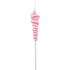 Northlight Food & Beverage>7.5" Pink And White Glittered Twist Lollipop Christmas Ornament