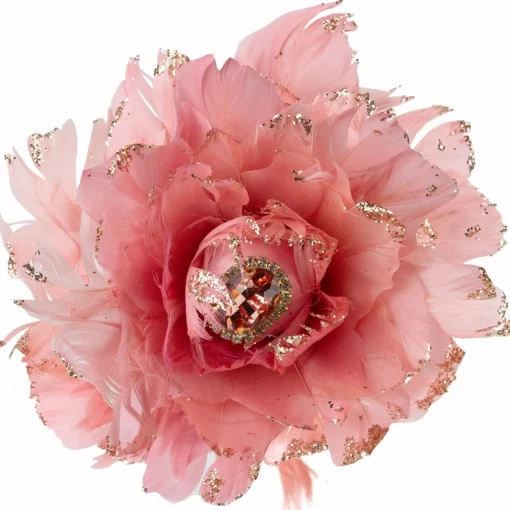 Sprays, Branches & Picks*Northlight 20.75" Pink Feather Peony Artificial Christmas Floral Pick
