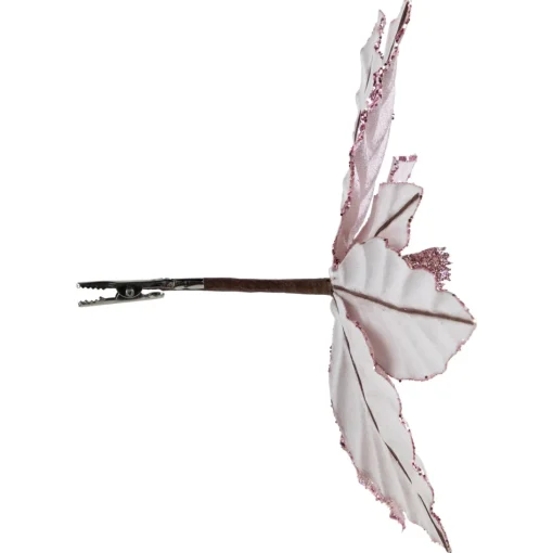 Floral*Northlight 10" Pink Glittered Poinsettia Christmas Floral Clip